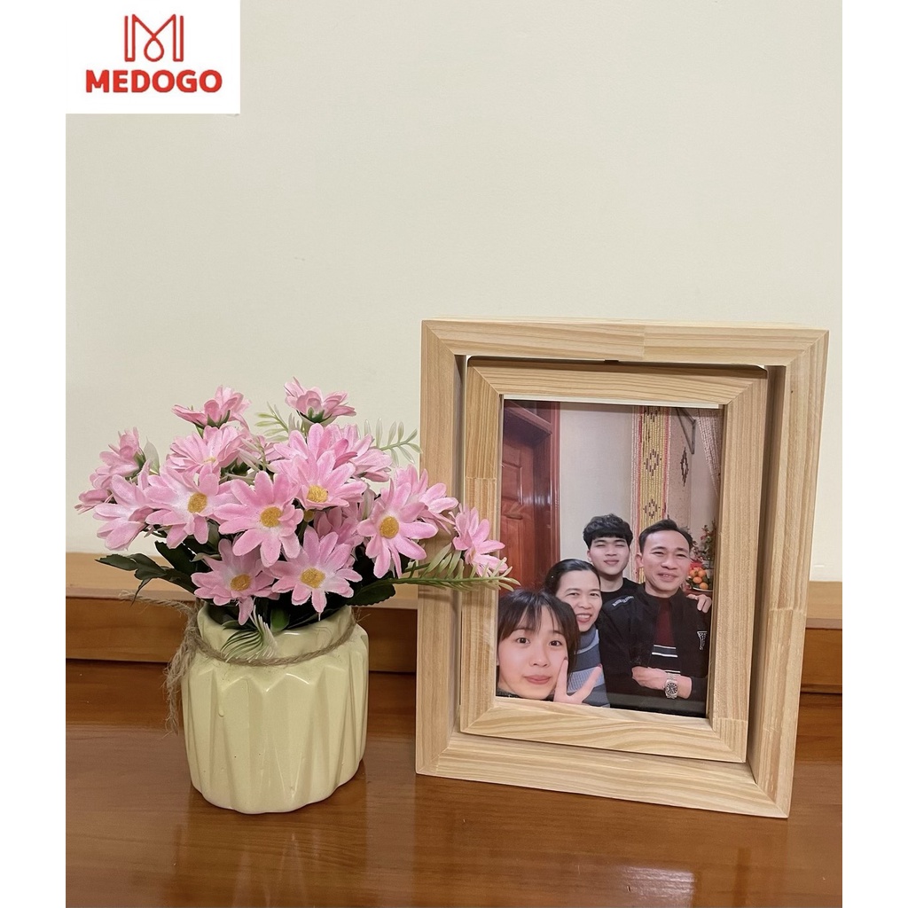 Khung ảnh để bàn MEDOGO xoay dọc phong cách Hàn Quốc nhiều kích thước, khung ảnh trang trí gỗ thông cao cấp Medogo KAX-0