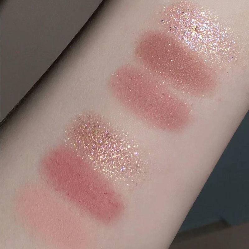 Bảng Phấn Mắt 4 Màu Lì/Nhũ Lấp Lánh Trang Điểm Bắt Sáng Lâu Trôi Kích Thước Nhỏ Gọn