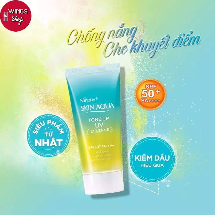 Tinh chất chống nắng nâng tông dành cho da khô/thường Sunplay Skin Aqua Tone Up UV Essence-Mint Green 50G