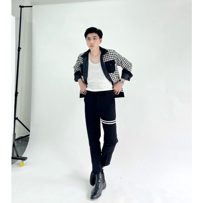 ÁO JACKET MIX TWEED ĐEN NỈ by K honista