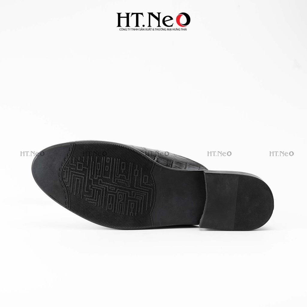 Sục nam da bò thật - Giày sục nam đẹp HT.NEO Da bò thật dập vân đường nét chi tiết nam tính, sang trọng và quý phái S002
