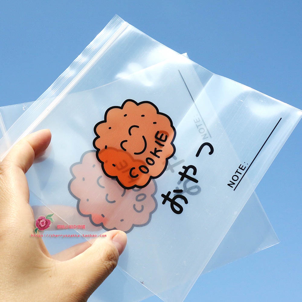 Portable Multifunctional Storage Bag Japanese Style Simple Cartoon Transparent Ziplock Bag