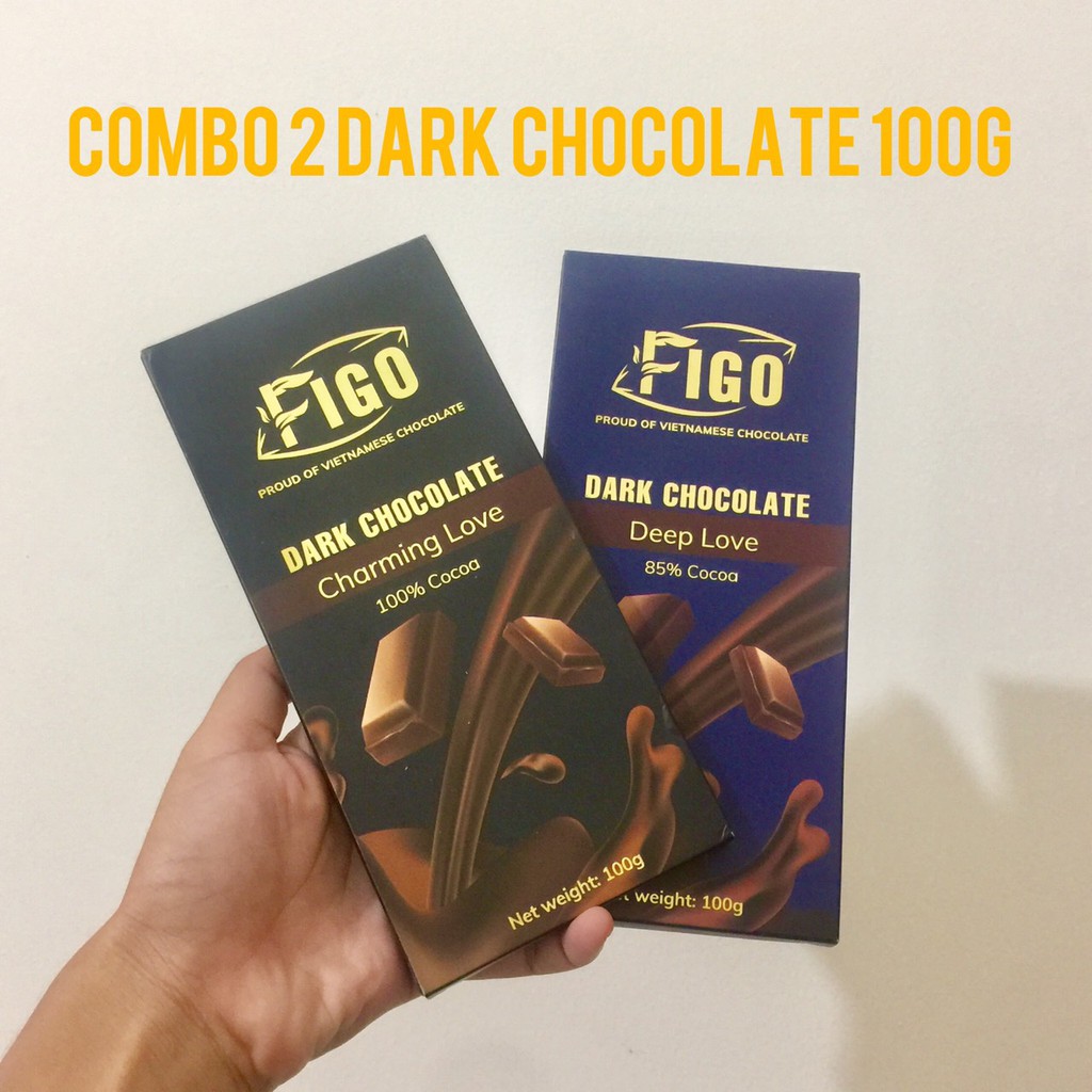 [COMBO 2 HỘP- TẶNG QUÀ KÈM] Kẹo Socola đen 100% cacao không đường + Socola đắng 85% cacao ít đường FIGO, keto, diet,slim