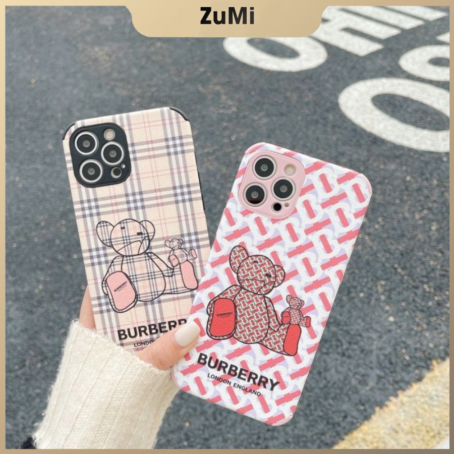 Ốp da viền vuông chống sốc in hình Gấu-ZUMI STORE
