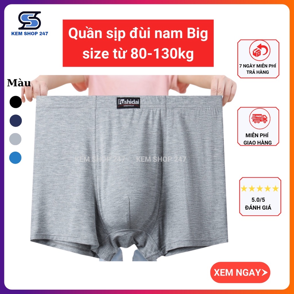 Quần lót nam Big Size chất liệu cotton co giãn và thấm hút mô hôi rất tốt đủ size từ 80-130kg