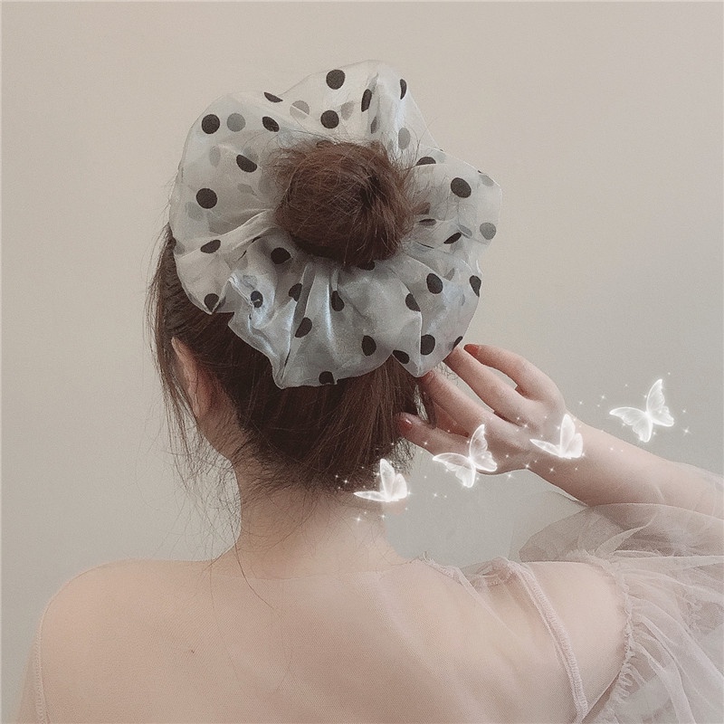 Dây buộc tóc châm bi size to Scrunchies trẻ trung HD144