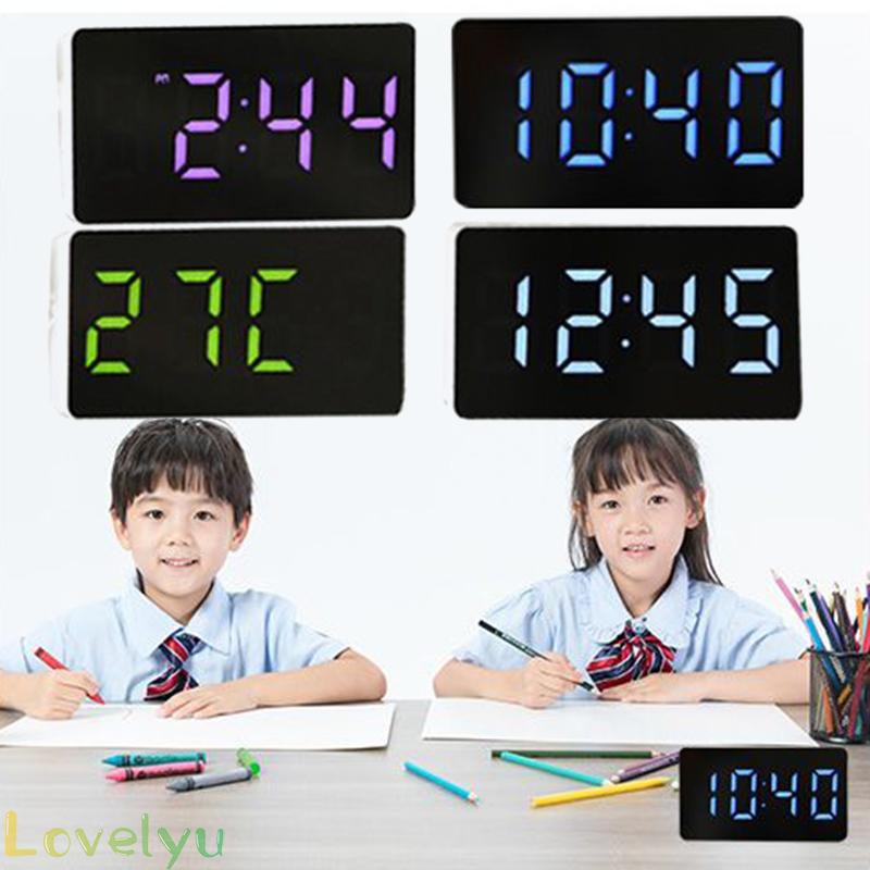 Alarm Clock Mini Small Calendar Temperature Plastic LED Digital Mirror Multifunction Electronic Display Modern