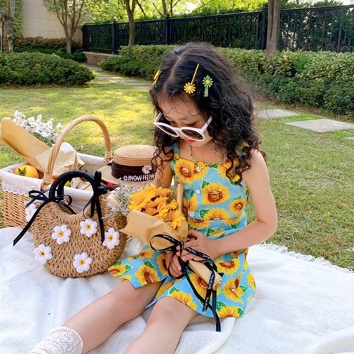 Đầm Công Chúa Không Tay Cài Nút Dành Cho Bé Gái 3-8T