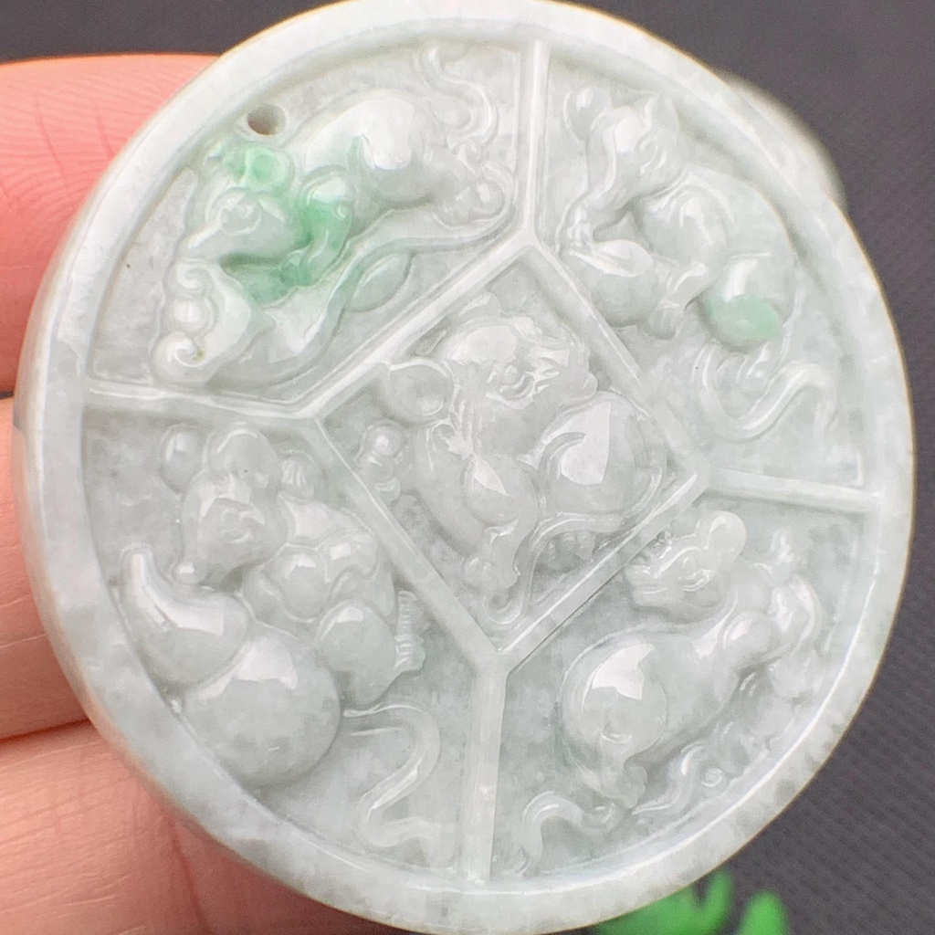 Ngũ thử sinh tài phong thủy ngọc cẩm thạch/Ngọc phỉ thúy tự nhiên