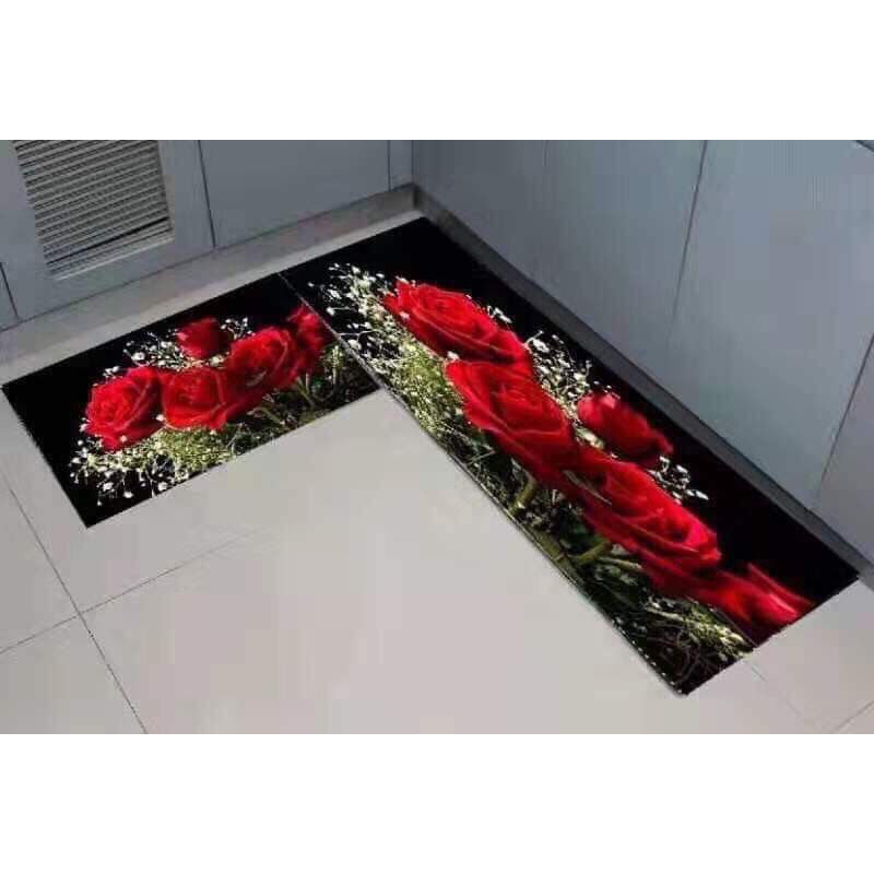 bộ 2 thảm nhà bếp  𝐅𝐑𝐄𝐄 𝐒𝐇𝐈𝐏  Bộ thảm bếp chống trơn size 40cmx60cm và 40cmx1m2 thiết kế in hingf sang trọng