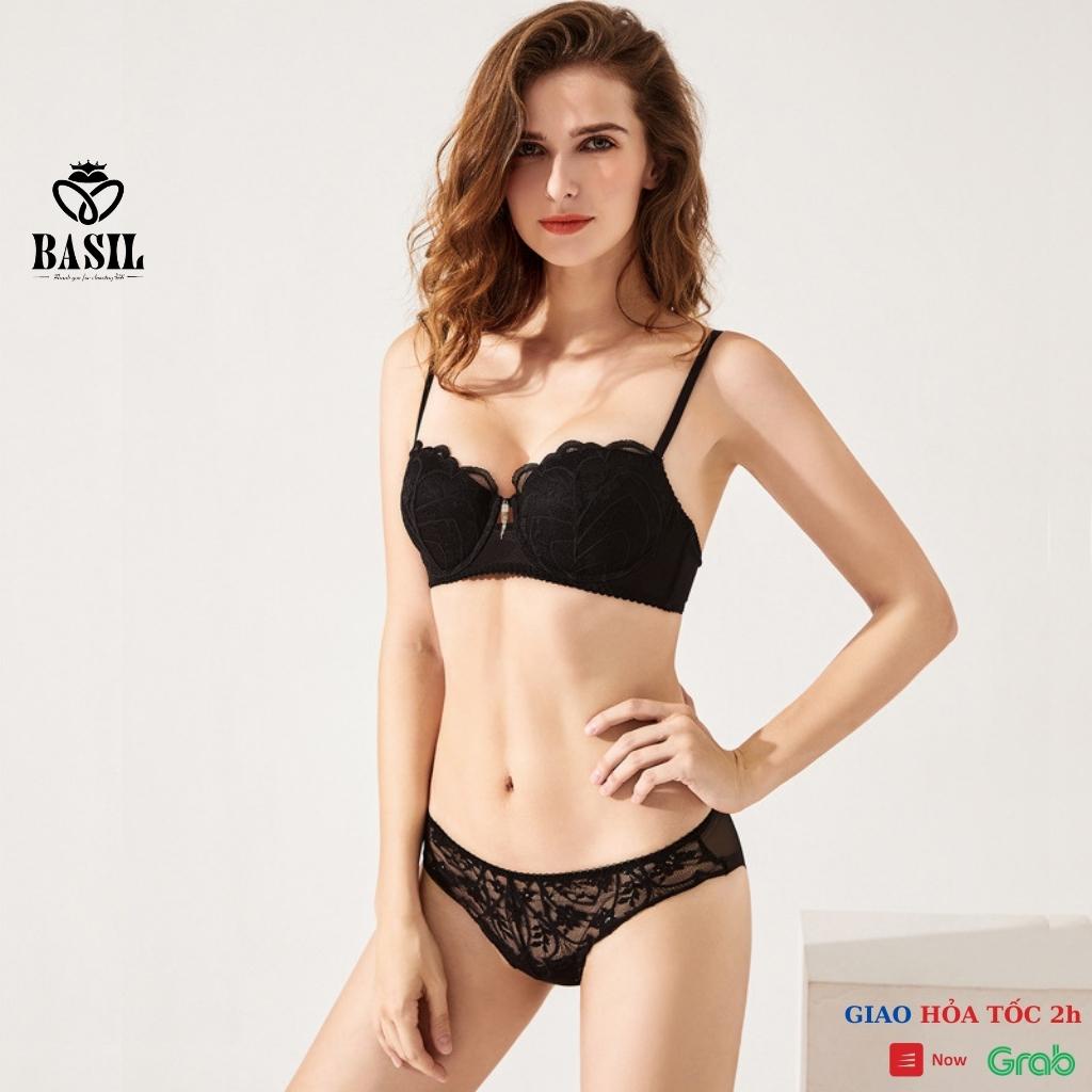 Bộ đồ lót BS07 Basil nữ có gọng nâng ngực mút vừa ren hoa cao cấp