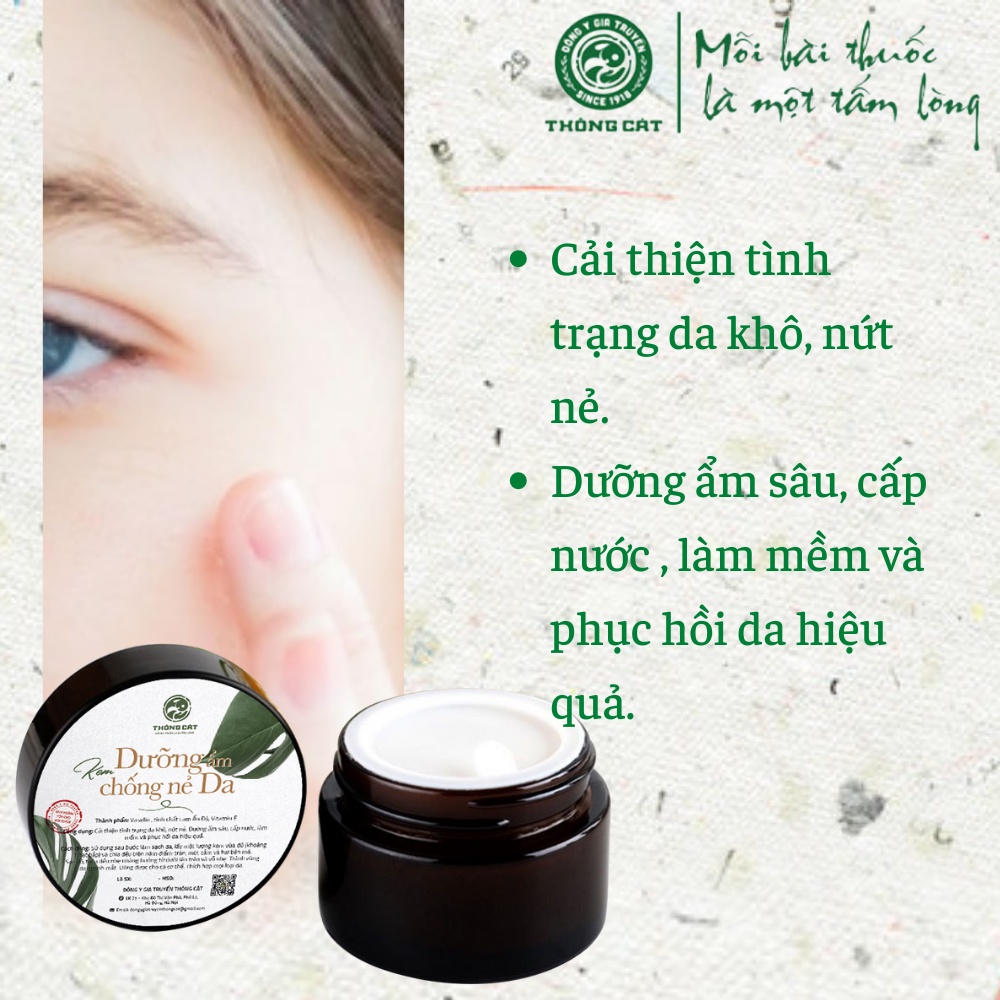 Kem dưỡng ẩm da, chống nẻ Đông gia truyền Thông Cát- Cung cấp dưỡng chất., tạo độ ẩm cho da, giúp da căng bóng