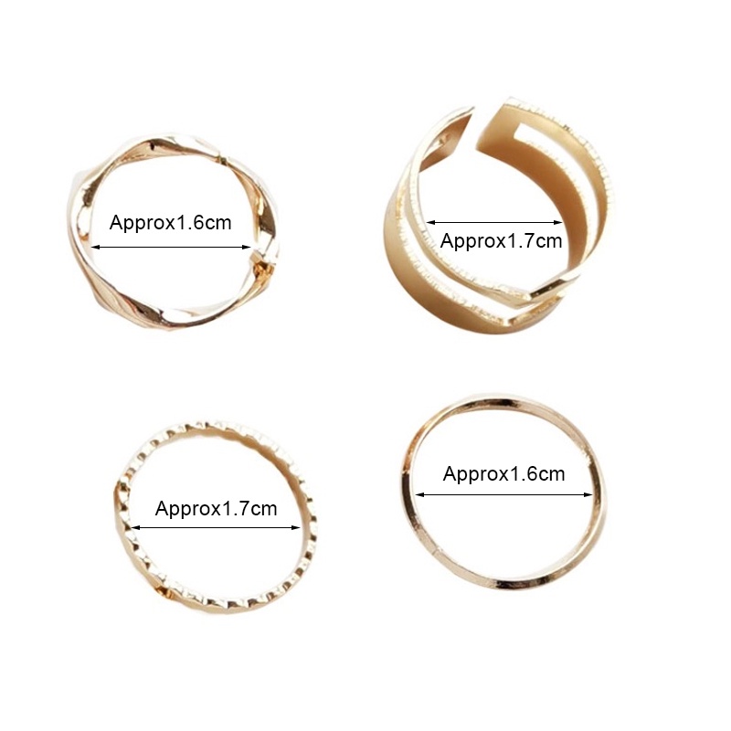 Set 4 Nhẫn Kim Loại Đơn Giản Thời Trang Cho Nữ