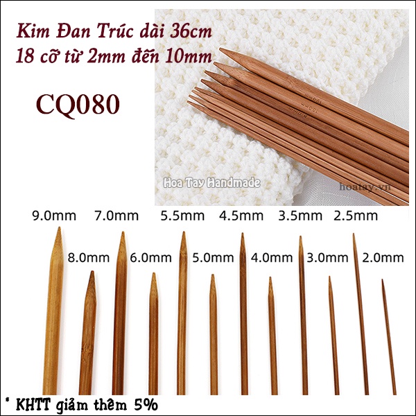 Kim đan trúc dài 36cm 18 cỡ Từ 2mm đến 10mm CQ080- Kim đan len