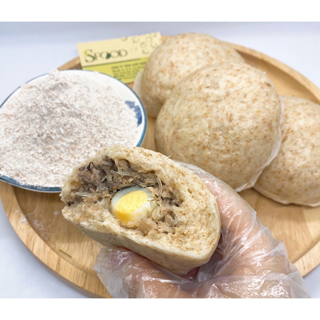 Bột bánh bao nguyên cám Sfood, bánh bao healthy 600gram( có tăngj kèm men nở)
