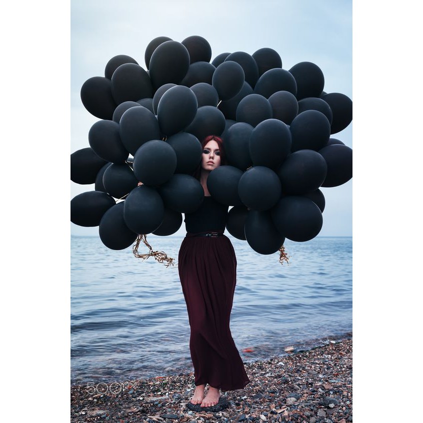 100 quả bóng bay màu đen 28cm trang trí