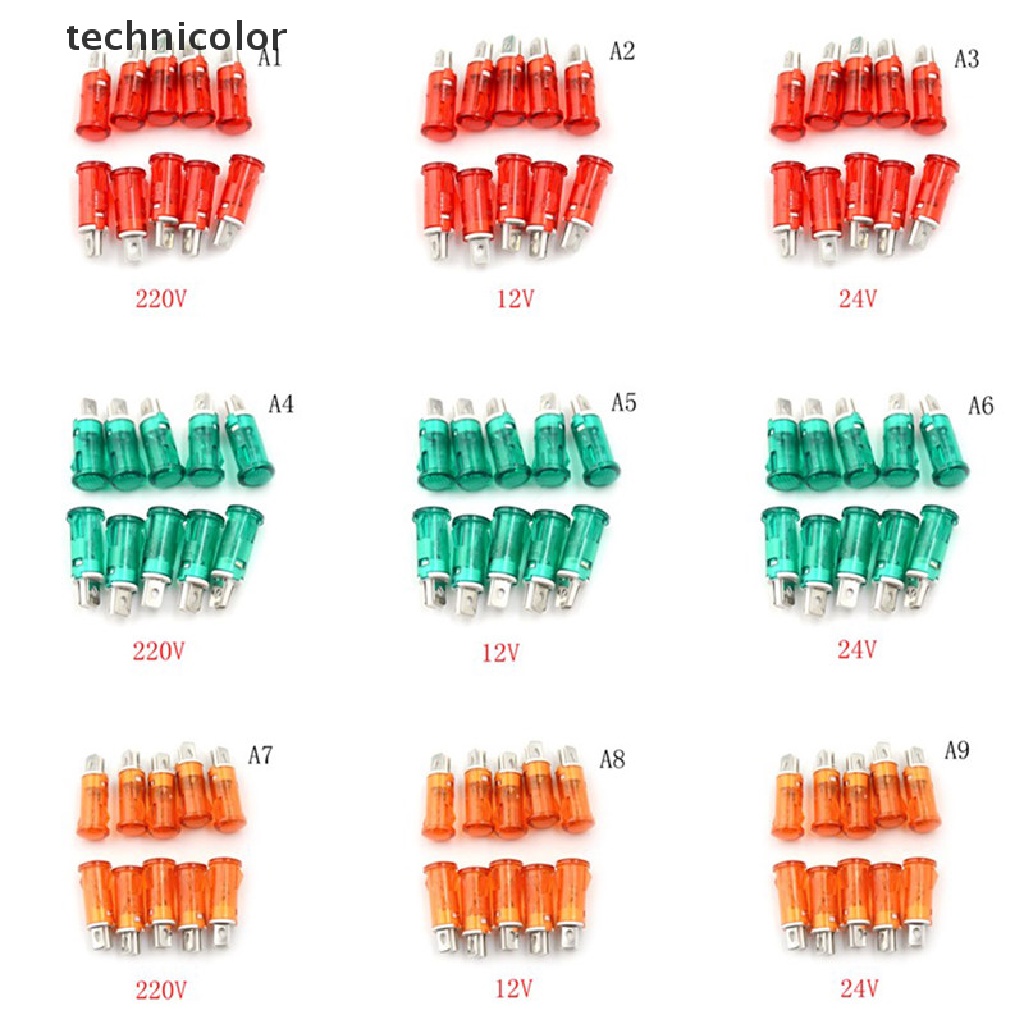 10 Đèn LED Tín Hiệu 10mm 12V 24V 220V Nhiều Màu