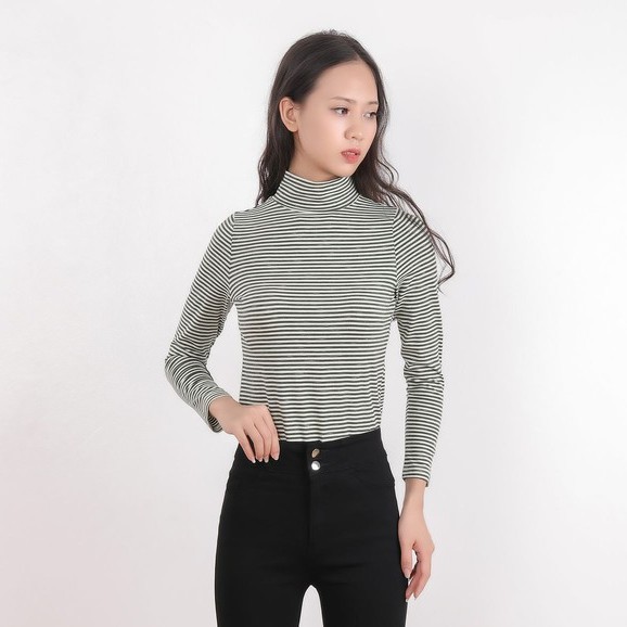Áo thun giữ nhiệt cao cổ họa tiết kẻ TK FASHION - K2.1