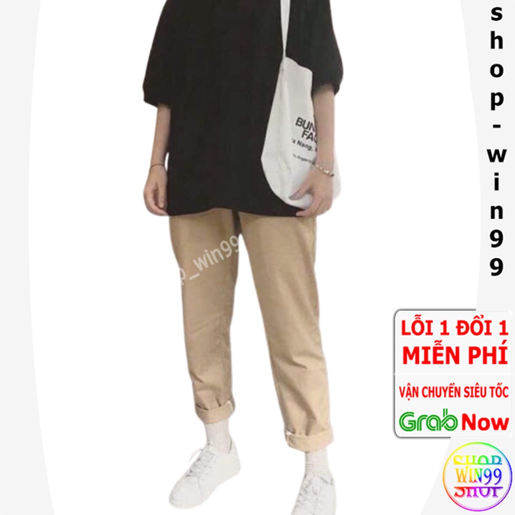 Quần tây baggy nam nữ unisex vải kaki TRƠN ống suông đen công sở đi học lưng cao ulzzang hàn quốc dây rút đẹp M01