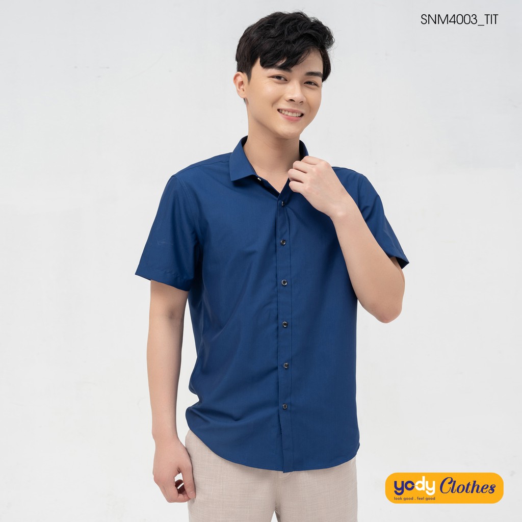 Áo sơ mi nam ngắn tay YODY cao cấp vải lụa nến khô thoáng giữ form SNM4001 | BigBuy360 - bigbuy360.vn