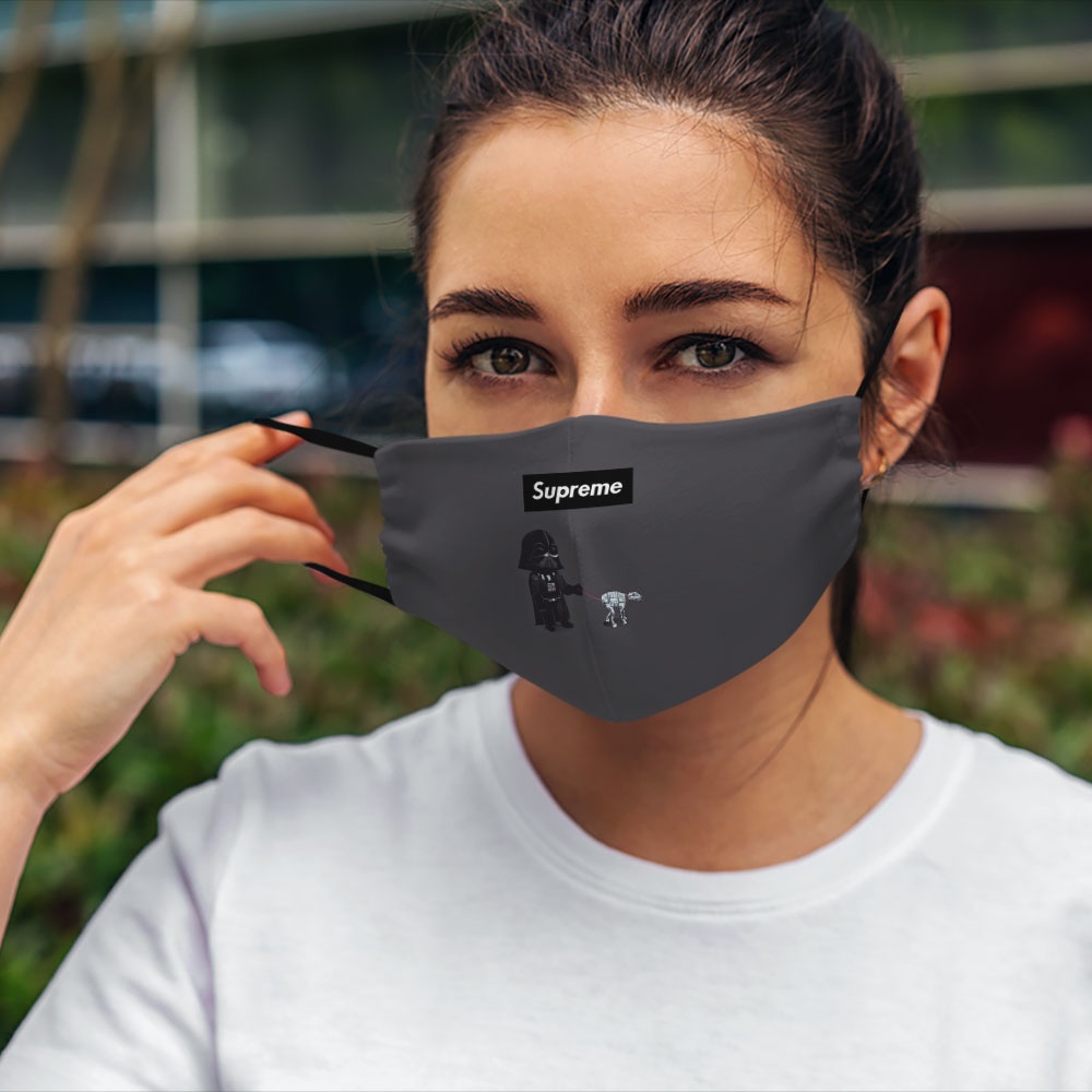 Khẩu trang in hình cá tính S.u.p.r.e.m.e_3471 CARTWELL vải poly cotton 100% ngăn bụi mịn kháng khuẩn chống giọt bắn
