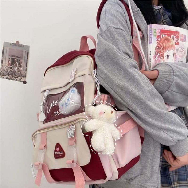 Balo đi học ulzzang siêu cute mẫu mới nhất kèm sticker