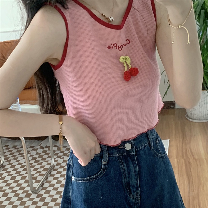 Áo Hai Dây Thêu Họa Tiết Xinh Xắn Thời Trang Mùa Hè Dành Cho Nữ