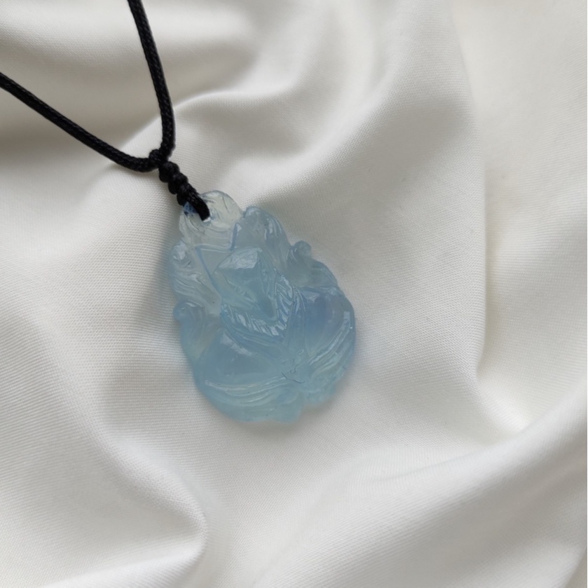 Dây chuyền nữ mặt hồ ly chúa aqua màu xanh dương phụ trợ tình duyên, mang lại bình an may mắn - Tuệ Lâm