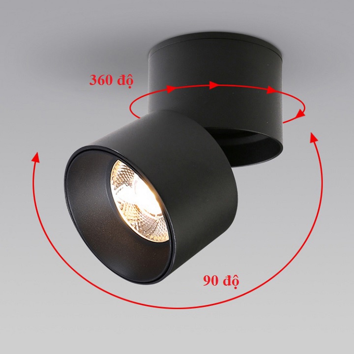 Đèn LED ống bơ xoay 360 độ công suất 10W, 15W ánh sáng trắng, vàng, trung tính