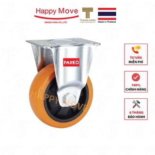 Bánh xe đẩy/ Bánh xe TPP (nhựa PU) càng cố định 125mm (màu cam) -  Happy Move Thái Lan