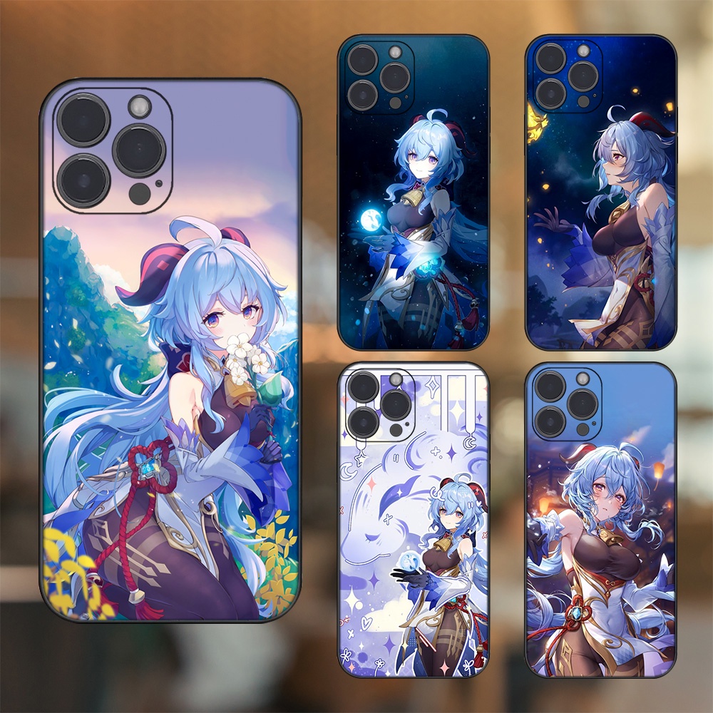Ốp lưng iPhone 13 Pro Max dẻo đen cạnh vuông in hình Ganyu Genshin Impact