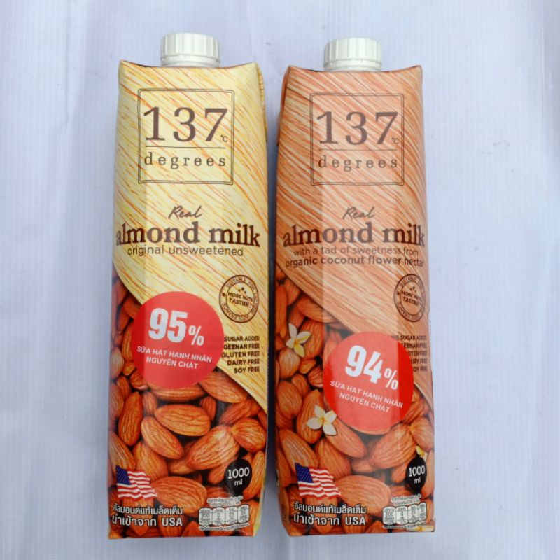 Sữa hạt hạnh nhân không đường 137 degrees hộp 1000ml chai mới, date xa - ảnh sản phẩm 2