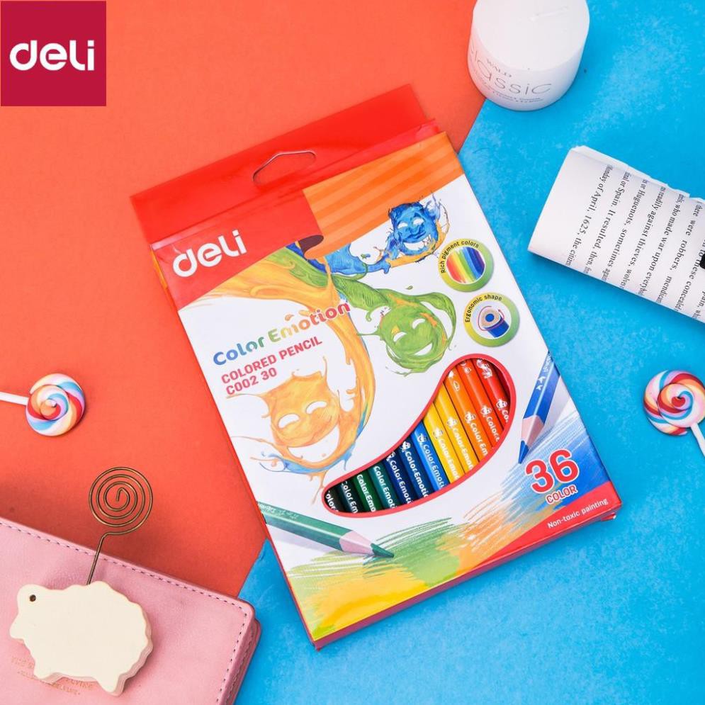 Bút chì màu học sinh 3 cạnh Deli 12/ 18/ 24/ 36 màu/hộp - EC00200/EC00210/EC00220/EC00230 [Deli]