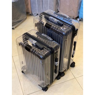 Vali nhựa khóa kéo trong suốt sz20"