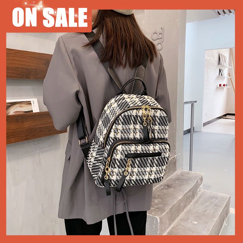 Backpack female 2022ins net red wool backpack student versatile schoolbag