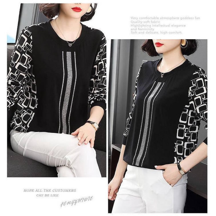 Áo thun tay dài plus size cho phụ nữ trung niên