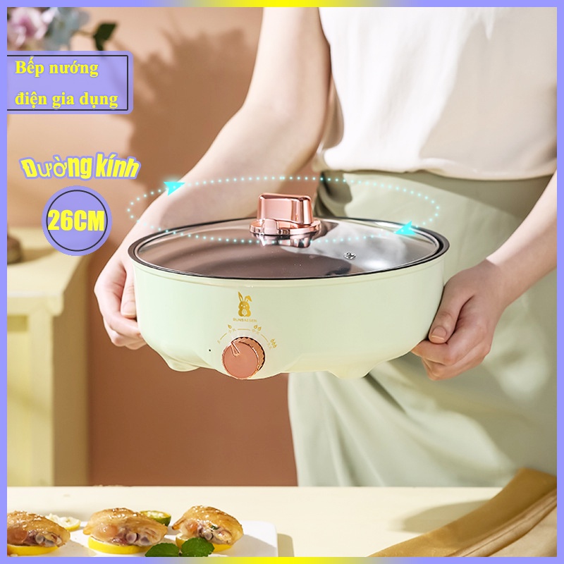 [sẵn hàng]Nồi lẩu nướng tròn 2in1 cao cấp, Lẩu nướng điện đa năng-cho gia đình 3-6 người