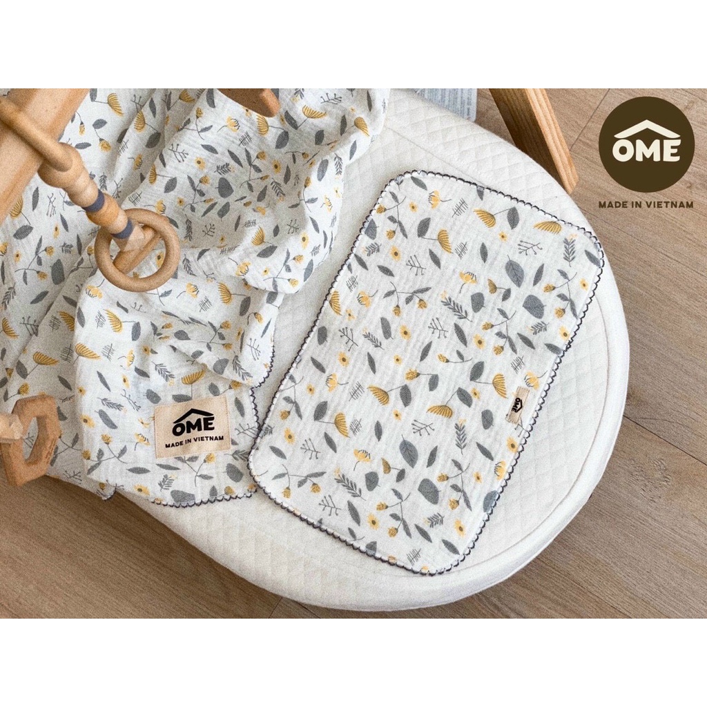 Set chăn lót đầu 2 lớp vải xô muslin OME cao cấp cho bé