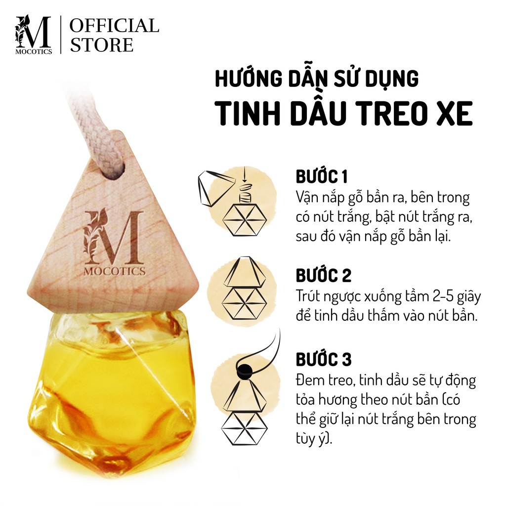 Tinh dầu treo xe oto sả chanh Mocotics giúp khử mùi, chống say xe,treo phòng ngủ, treo nhà vệ sinh, dung tích 8ml