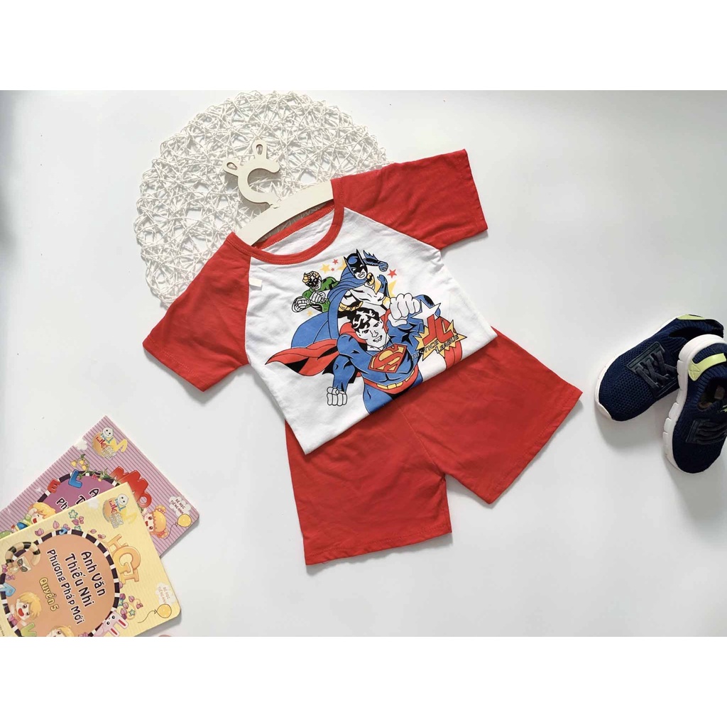 [MẪU MỚI] BỘ CỘC TAY CHẤT COTTON XUẤT XỊN IN HÌNH SIÊU NHÂN CHO BÉ TRAI 10-24KG. ẢNH CHỤP THẬT. VIDEO THẬT