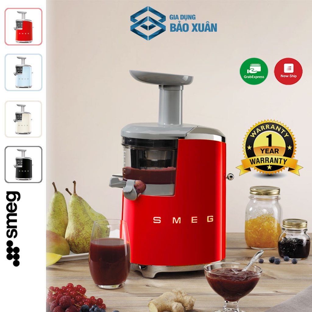 Máy ép chậm SMEG SJF01RDEU Máy ép trái cây nhiều màu