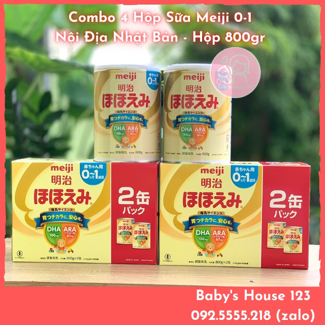 Combo 4 Hộp Sữa Meiji 0-1 Nội Địa Nhật - ( 800gr x 4 Hộp)