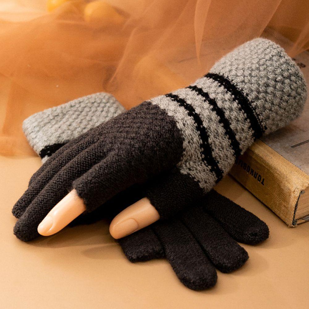 JARRED Găng Tay Dệt Kim Màu Trơn Họa Tiết Kẻ Sọc Thoải Mái Thời Trang Mùa Đông Cho Nữ