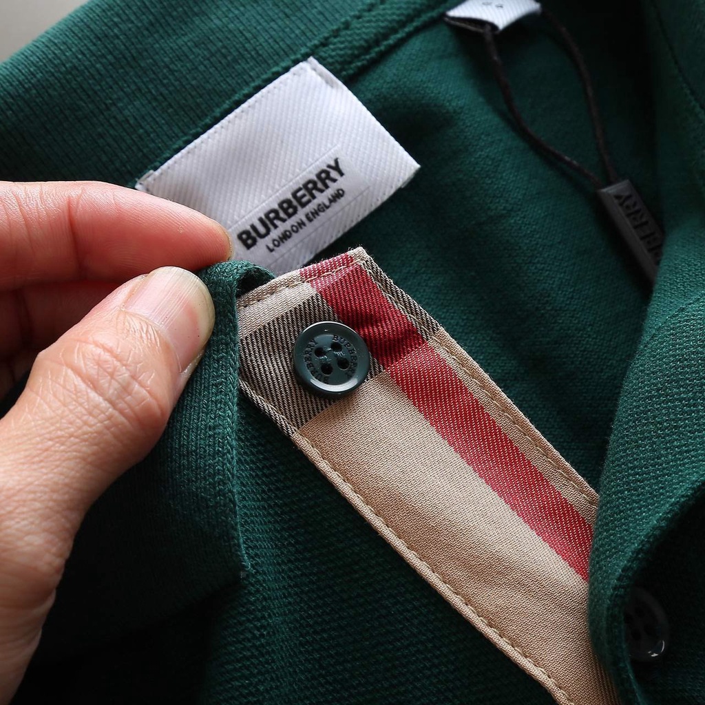 Áo Thun Nam Polo BURBERRY LOGO THÊU 10 MÀU Form Regular-Fit Vải Dệt Kim Cao Cấp Sang Trọng