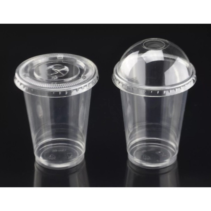50 Cốc nhựa PET400ml - 500ml có nắp đựng trà sữa, trà chanh