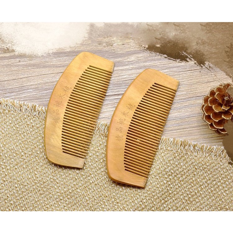 Lược gỗ nhỏ mini 12cm bằng gỗ đào tự nhiên - Hàng loại 1 khắc chữ như hình