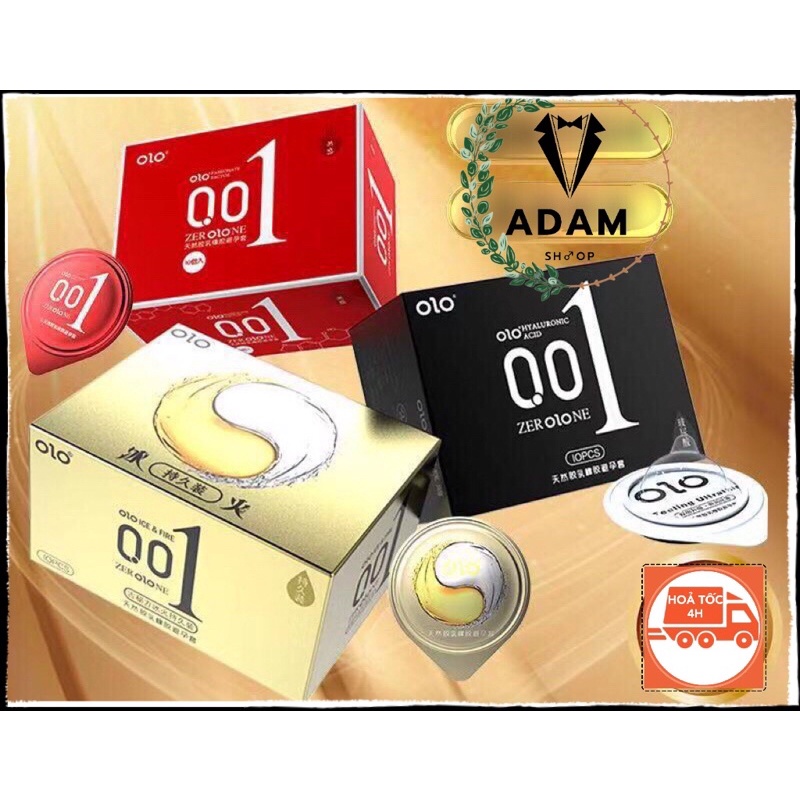 Bao Cao Su 001 OLO ĐEN Feeling Ultrathin Siêu Mỏng Lửa Băng 2 in 1 - Hộp 10 BCS