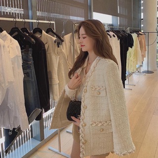 Áo dạ tweed viền nâu (hàng đã có sẵn tại shop)