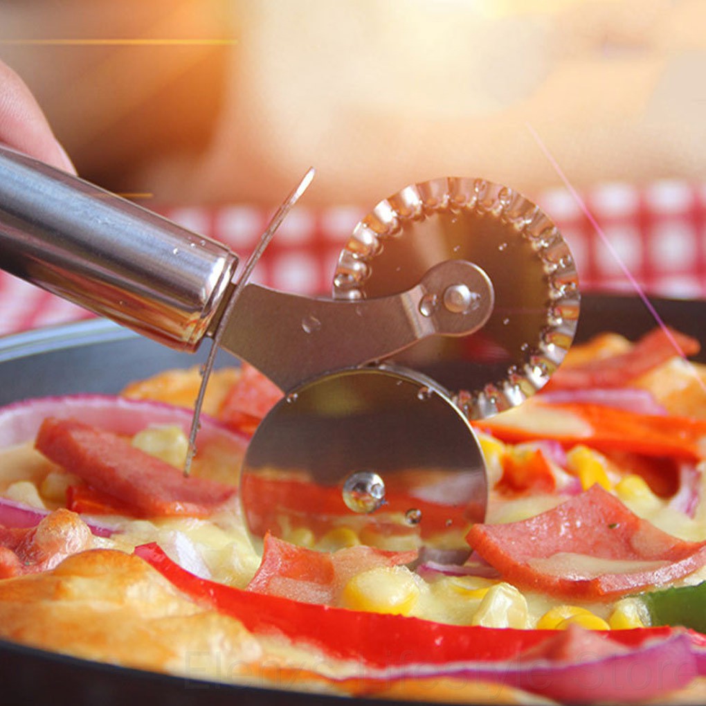 Dao lăn cắt bánh bằng thép không gỉ 2 trong 1