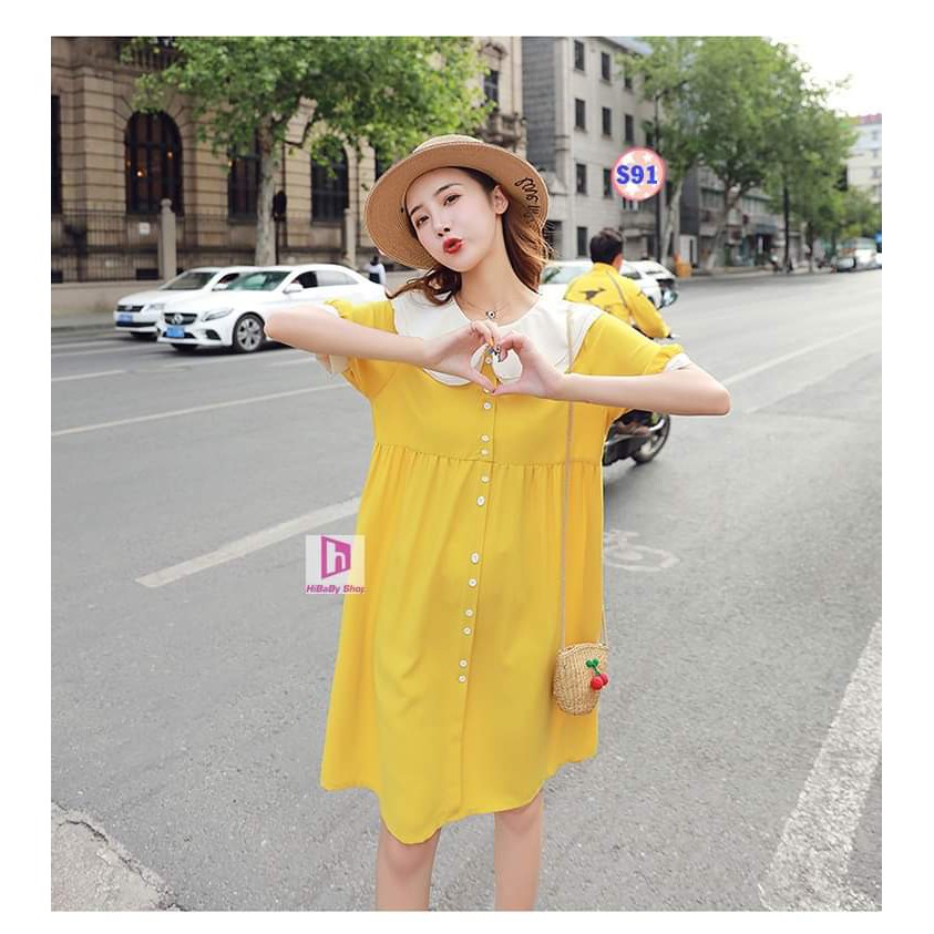 Váy bầu công sở cổ 2lop hàng đẹp